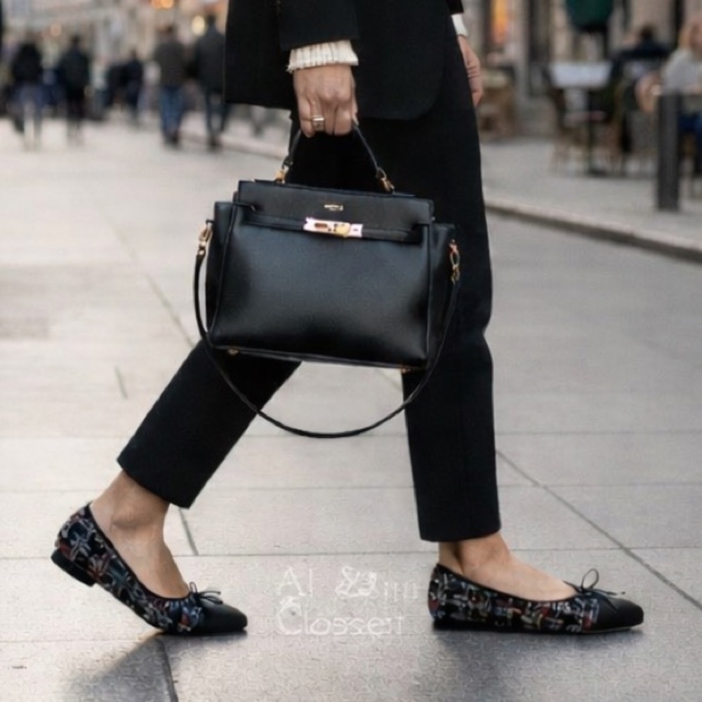 Steve Madden Black Multicolor Patterned Ballet Flats